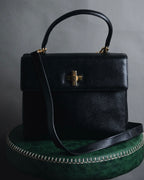 "CELINE" 90’s structured turnlock top handle bag