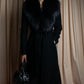 "DIANE VON FURSTENBERG" Fur docking design belted long coat