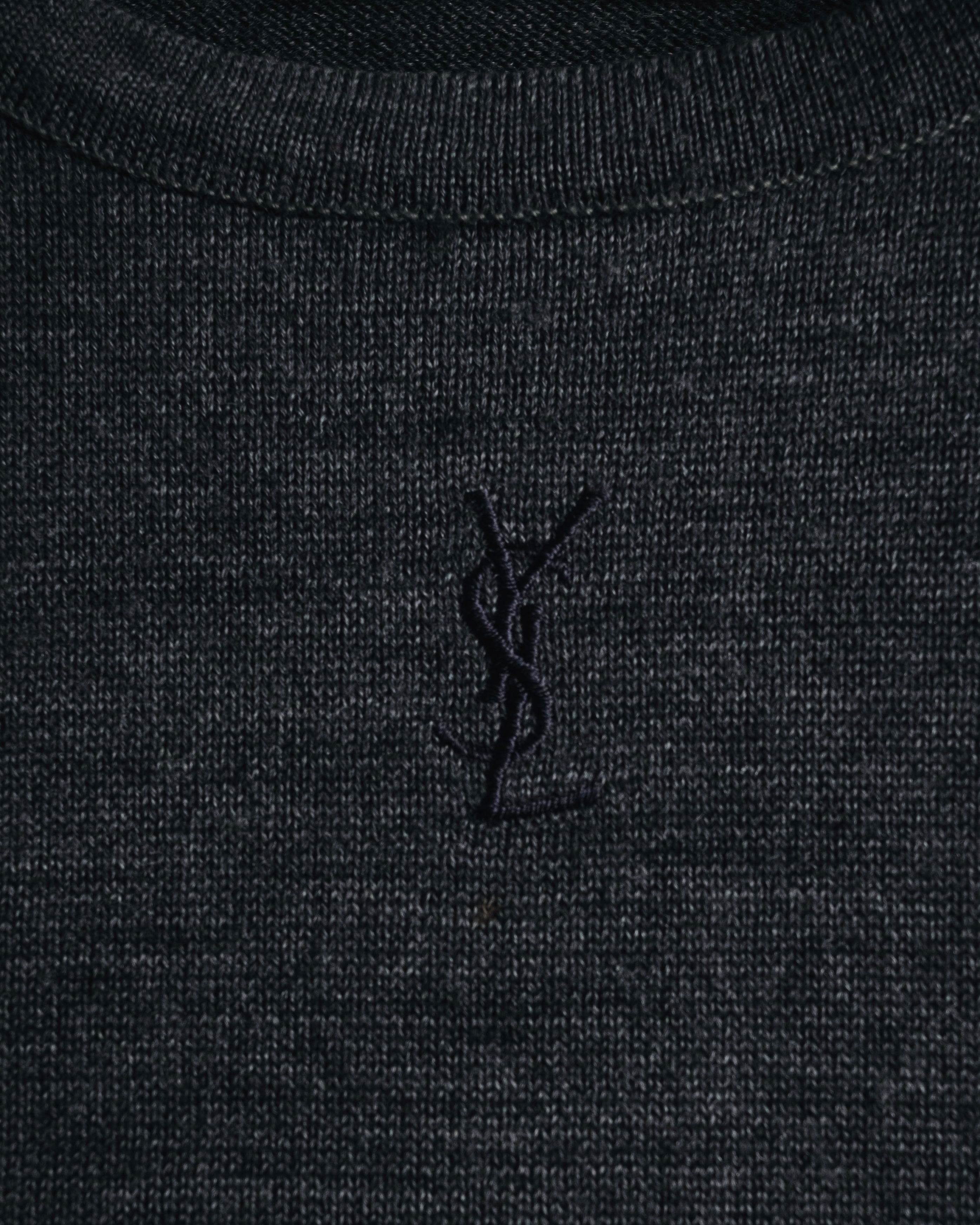 "YVES SAINT LAURENT" 80’s-90’s embroidered logo wool knit sweater
