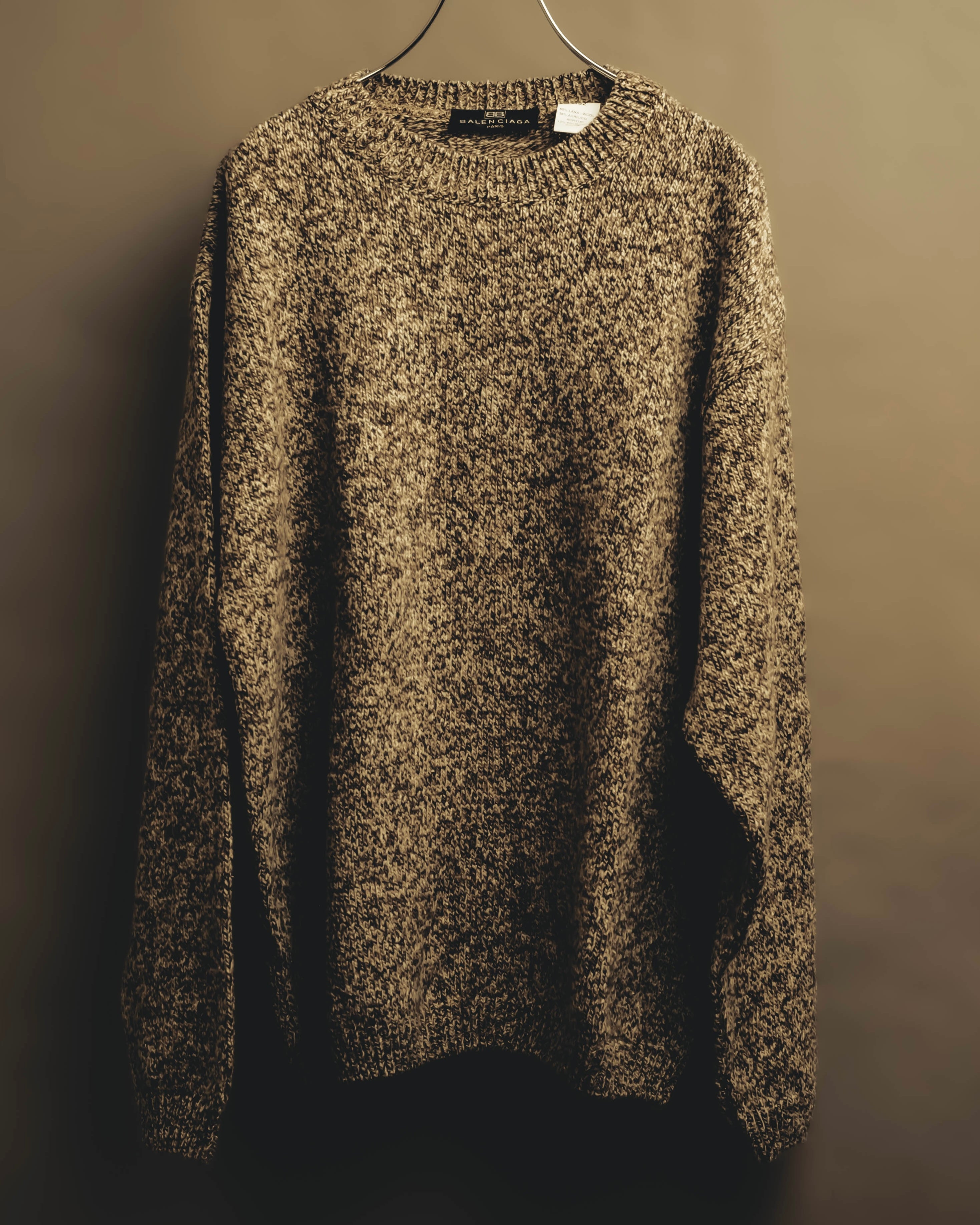 “BALENCIAGA” 90’s-00’s Textured melange wool-blend crewneck sweater