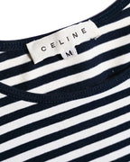 CÉLINE/ Classical Tight Fit Crew Neck Striped Top Navy × White