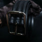 "GUCCI" Silver buckle 3 tier leather belt