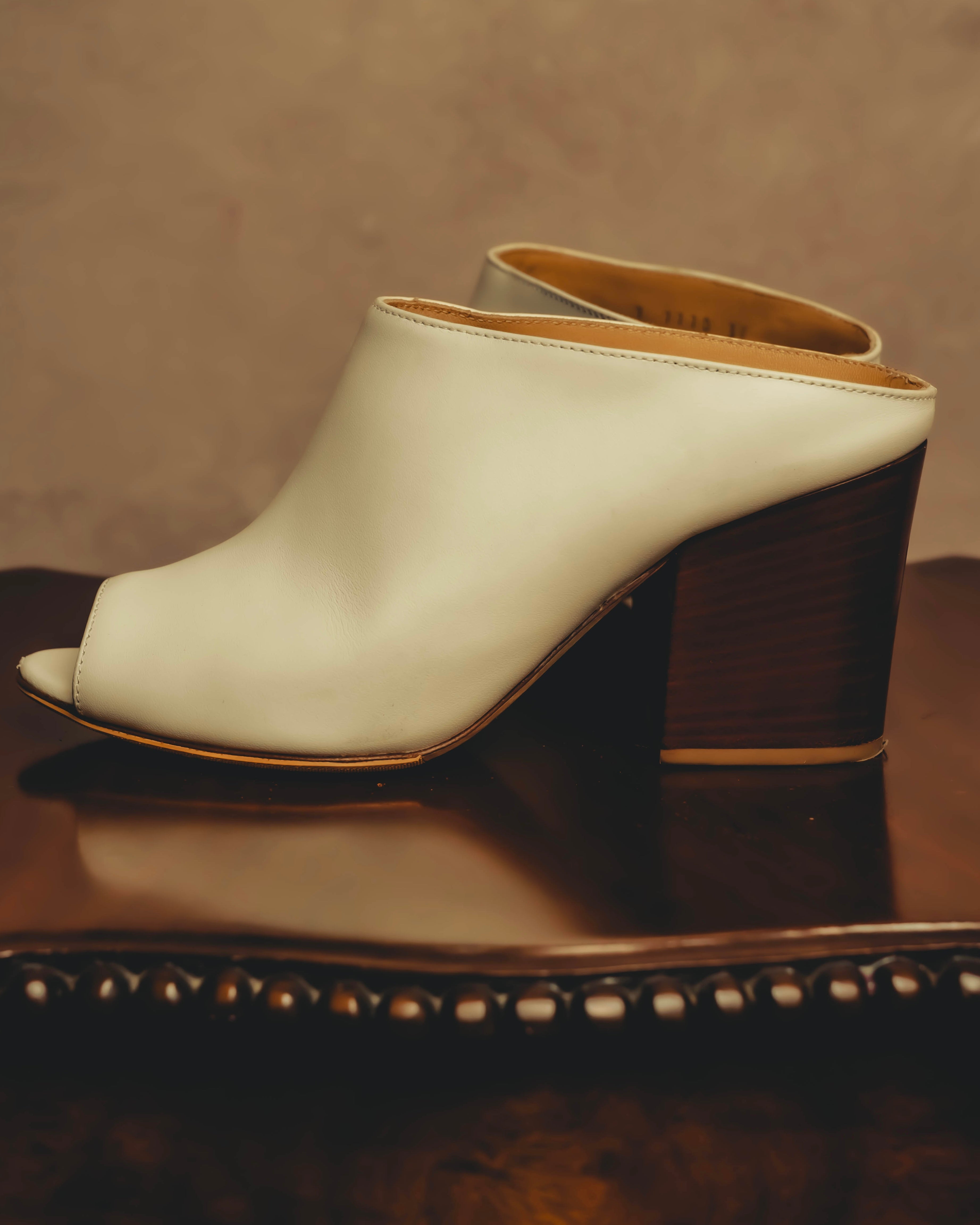 “Sergio Rossi” White open-toe heeled mules