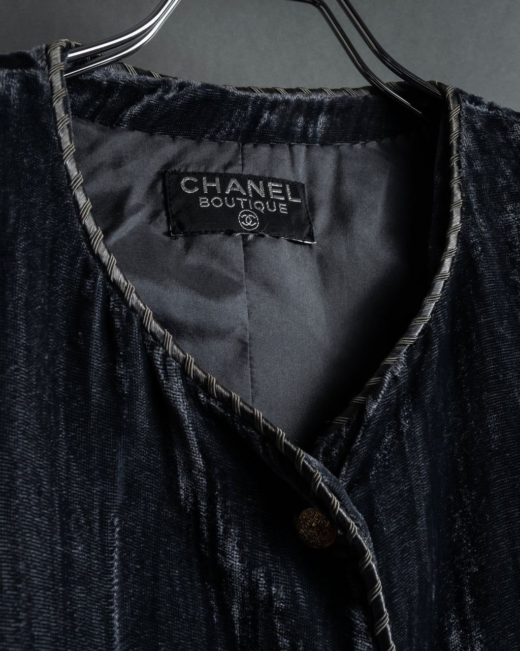-SPECIAL- "CHANEL" 90's-00's Crushed velvet long dress