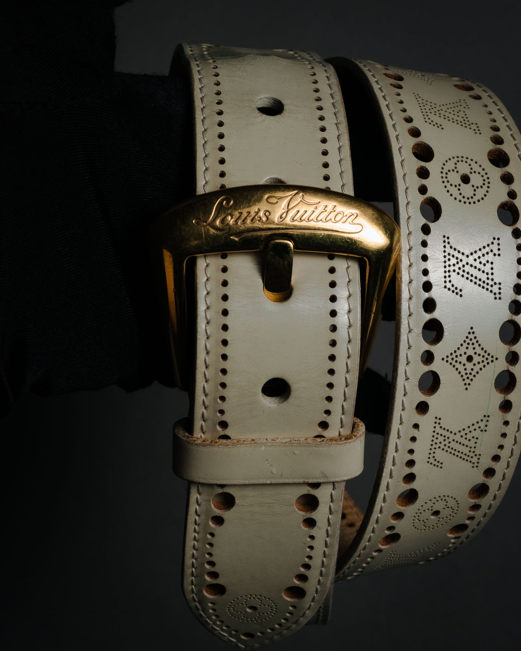 "LOUIS VUITTON" 00’s perforated monogram leather belt