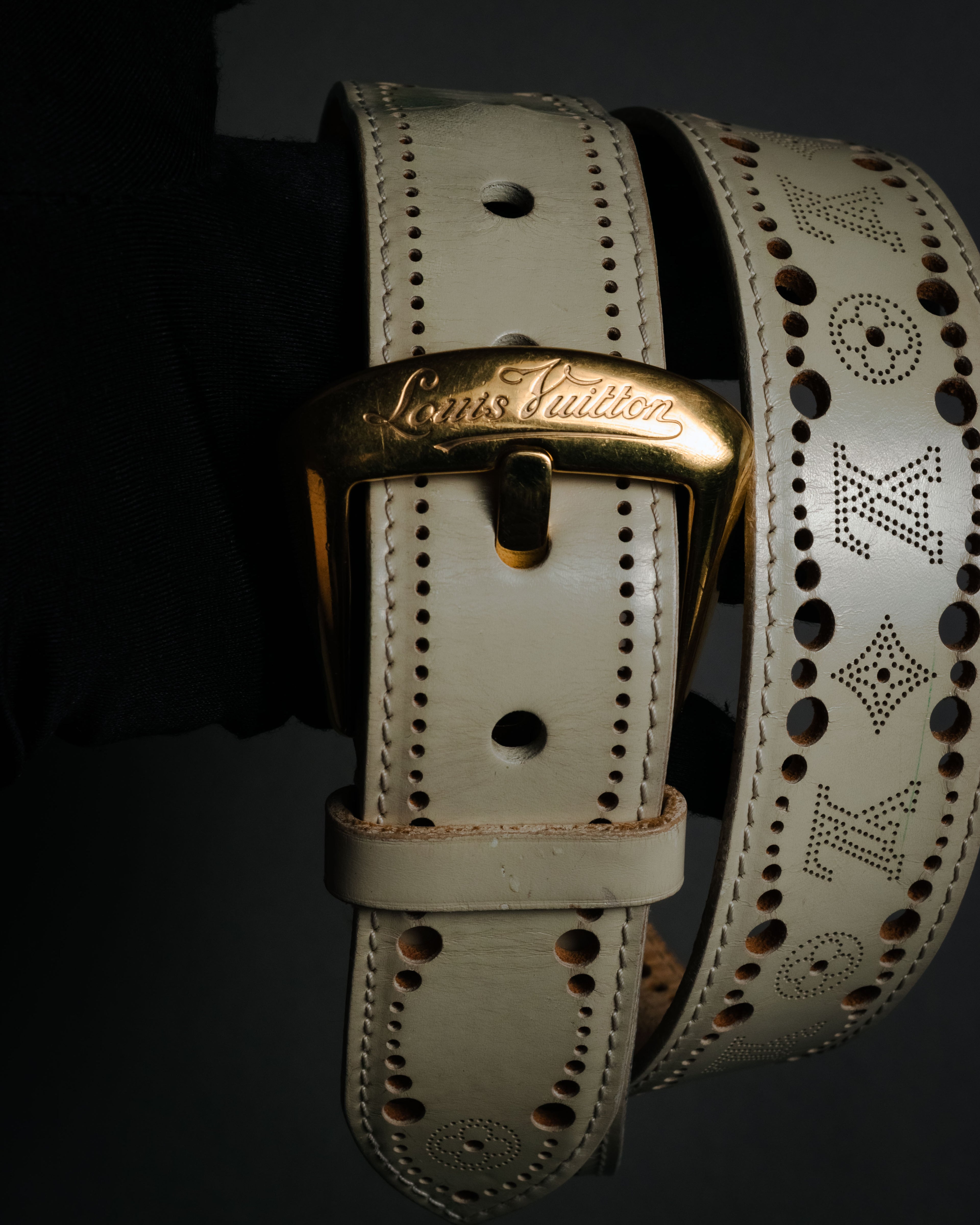 "LOUIS VUITTON" 00’s perforated monogram leather belt