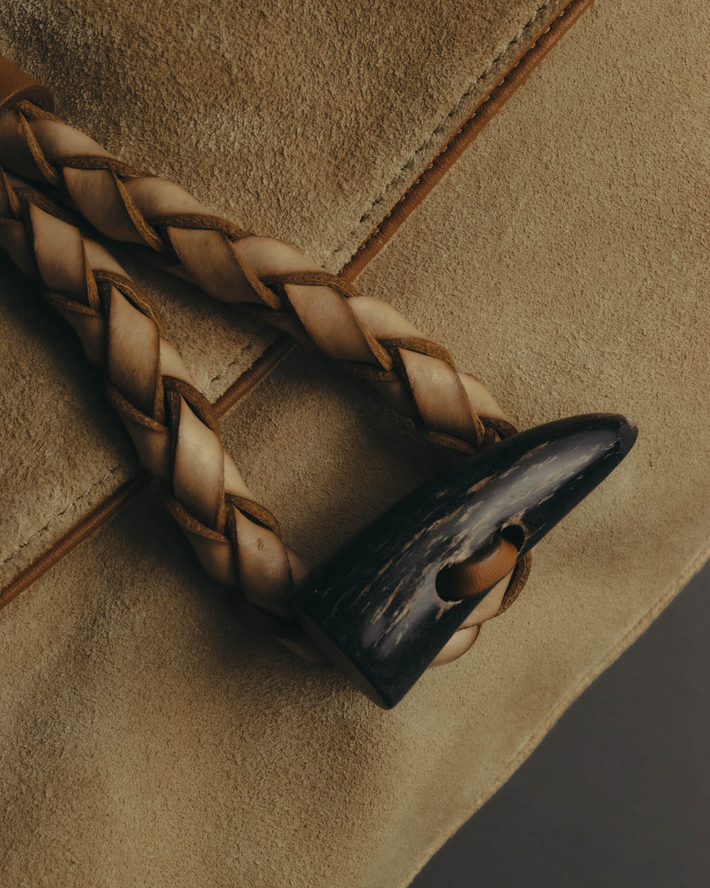 “Burberry” 00’s Braided leather handle suede shoulder bag