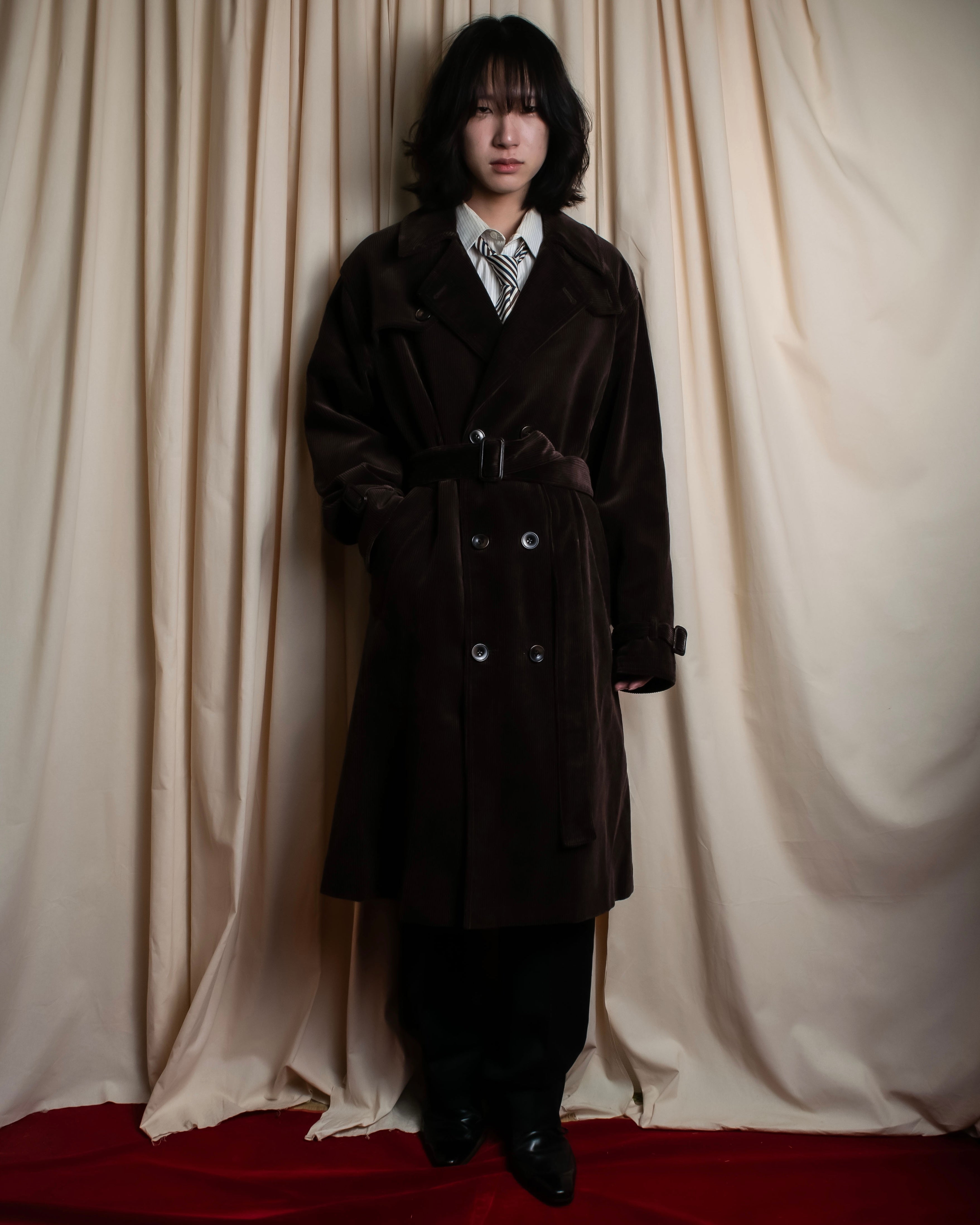 "Barbour" Wide ribbed corduroy maxi-length trench coat
