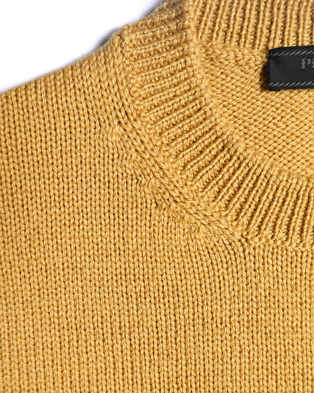 PRADA/ Classic Chunky Knit Crew Neck Sweater Mustard Yellow