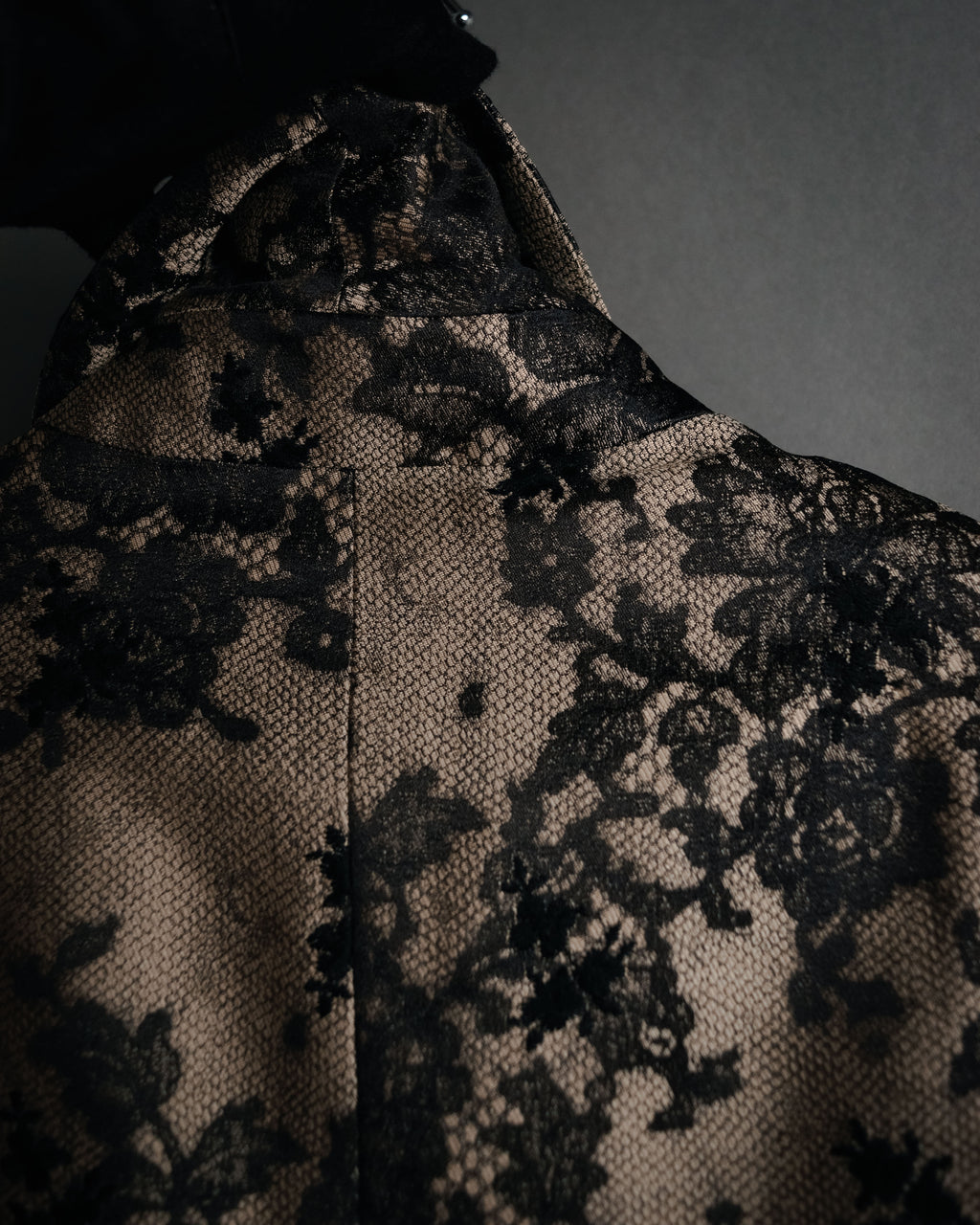 “CELINE” 00’s Lace overlay silk blend tailored jacket
