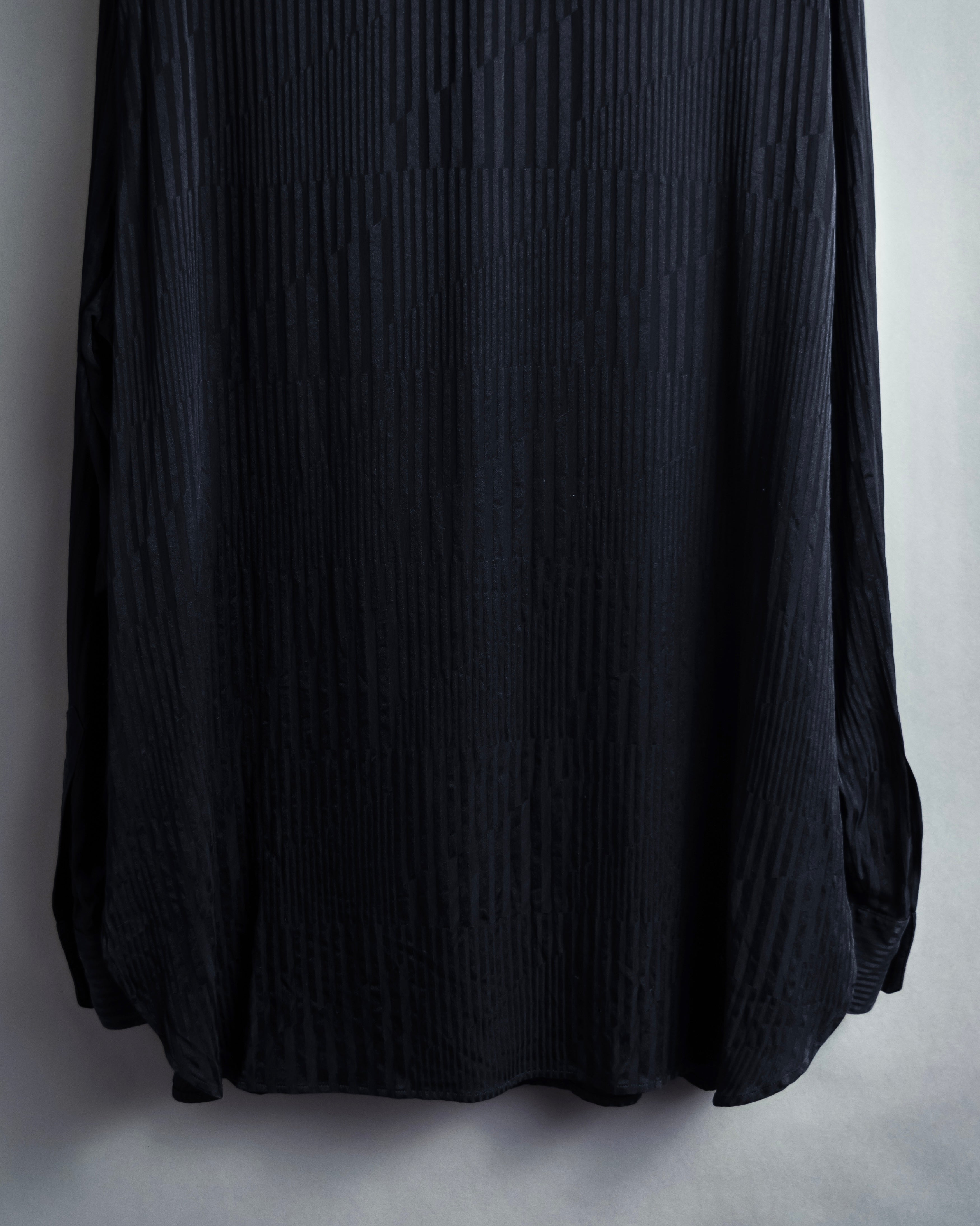 "Saint Laurent Paris" Jacquard pattern silk black shirt