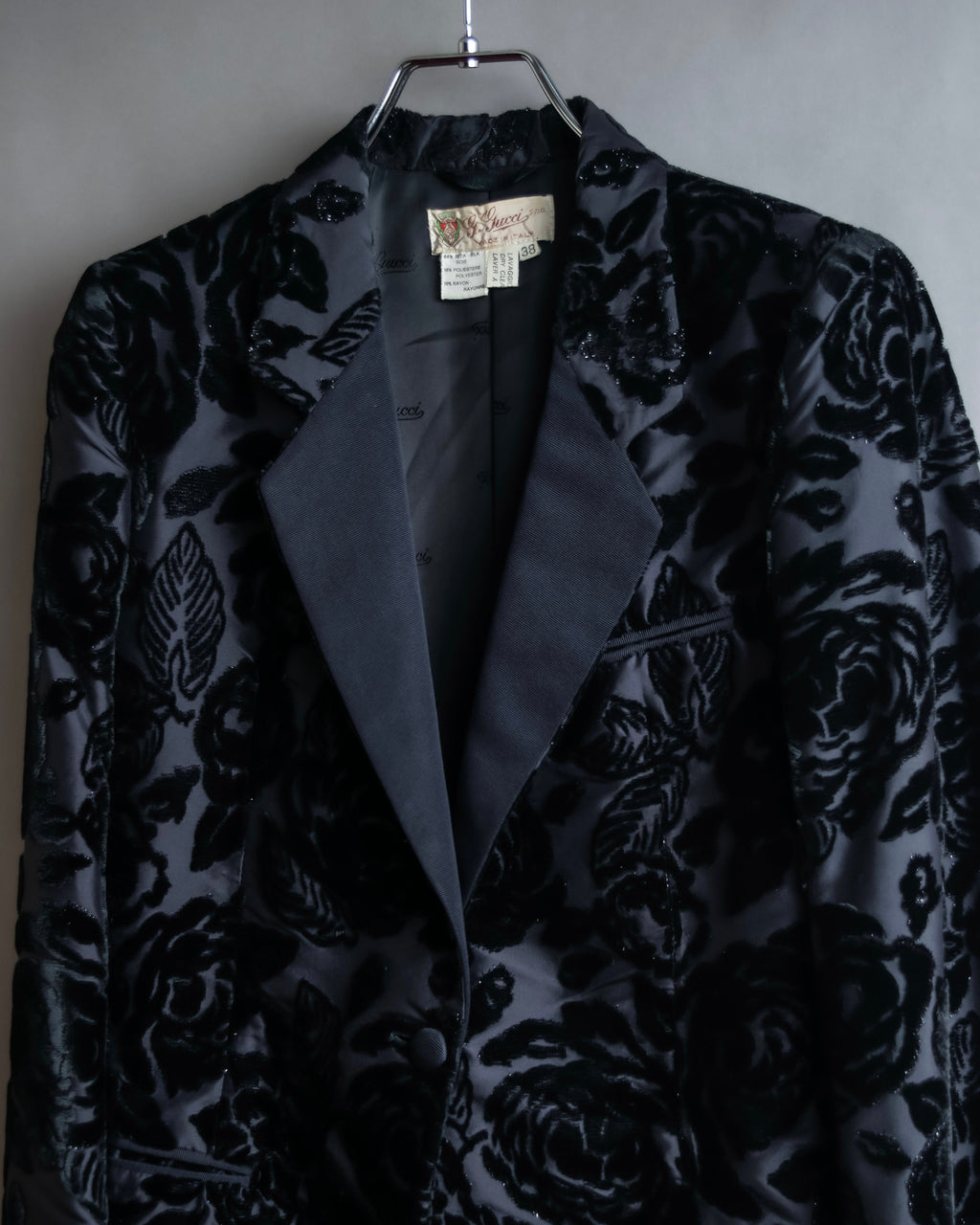 "GUCCI" Floral patterned lamé tailored jacket"