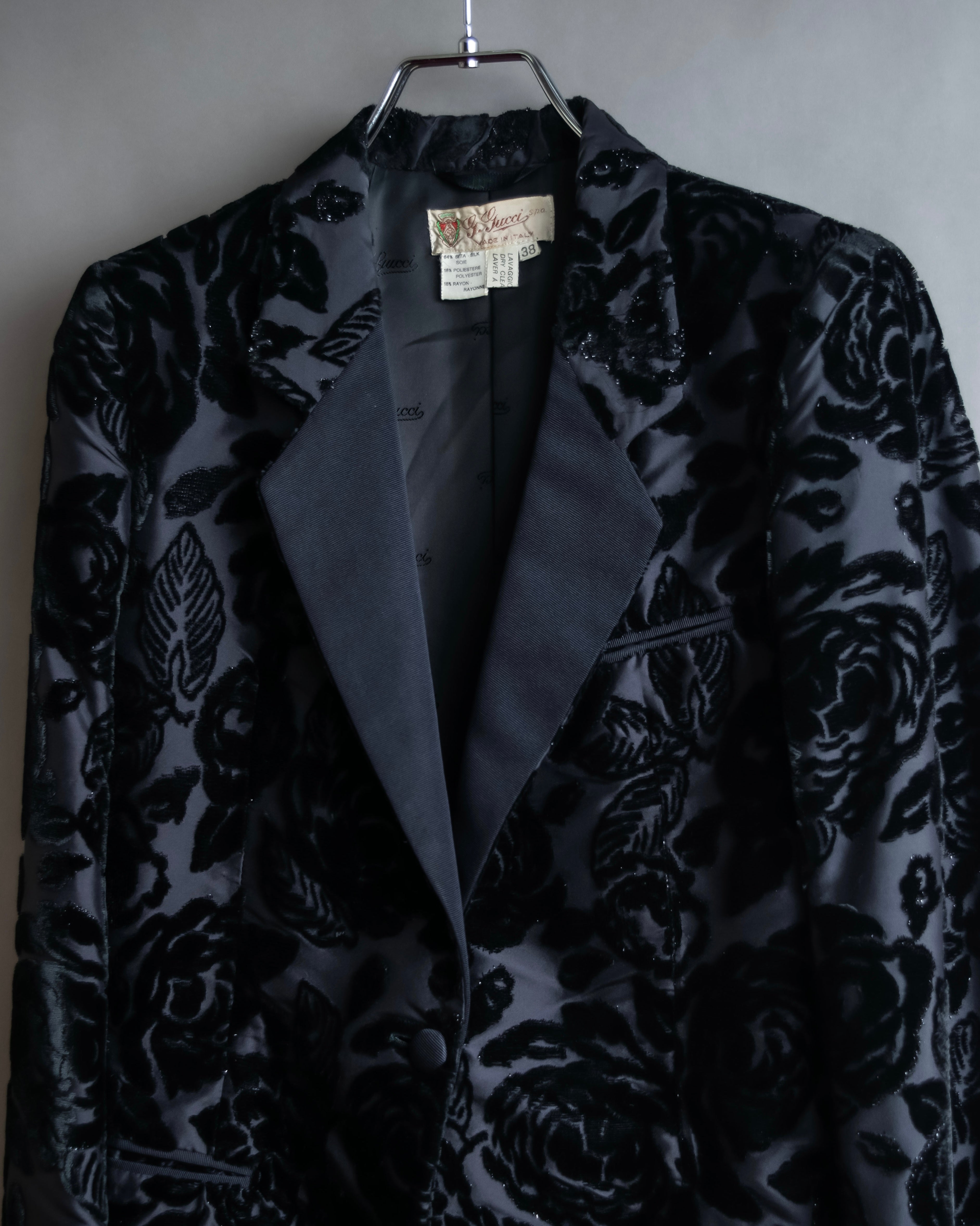 "GUCCI" Floral patterned lamé tailored jacket"