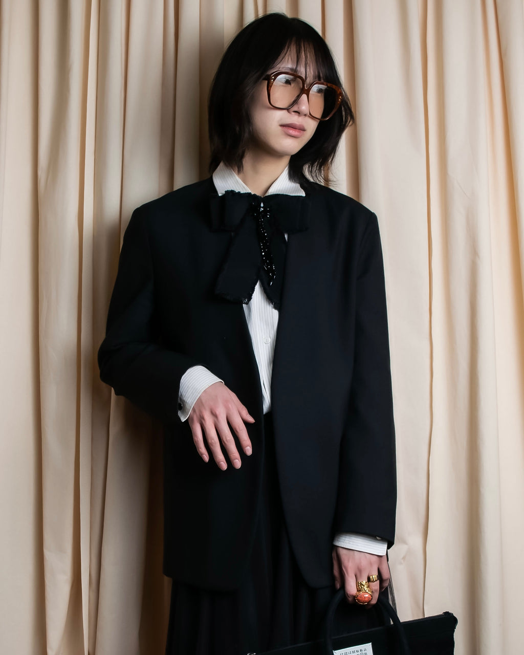 "MAISON MARGIELA" 20AW No-collar design wool tailored jacket