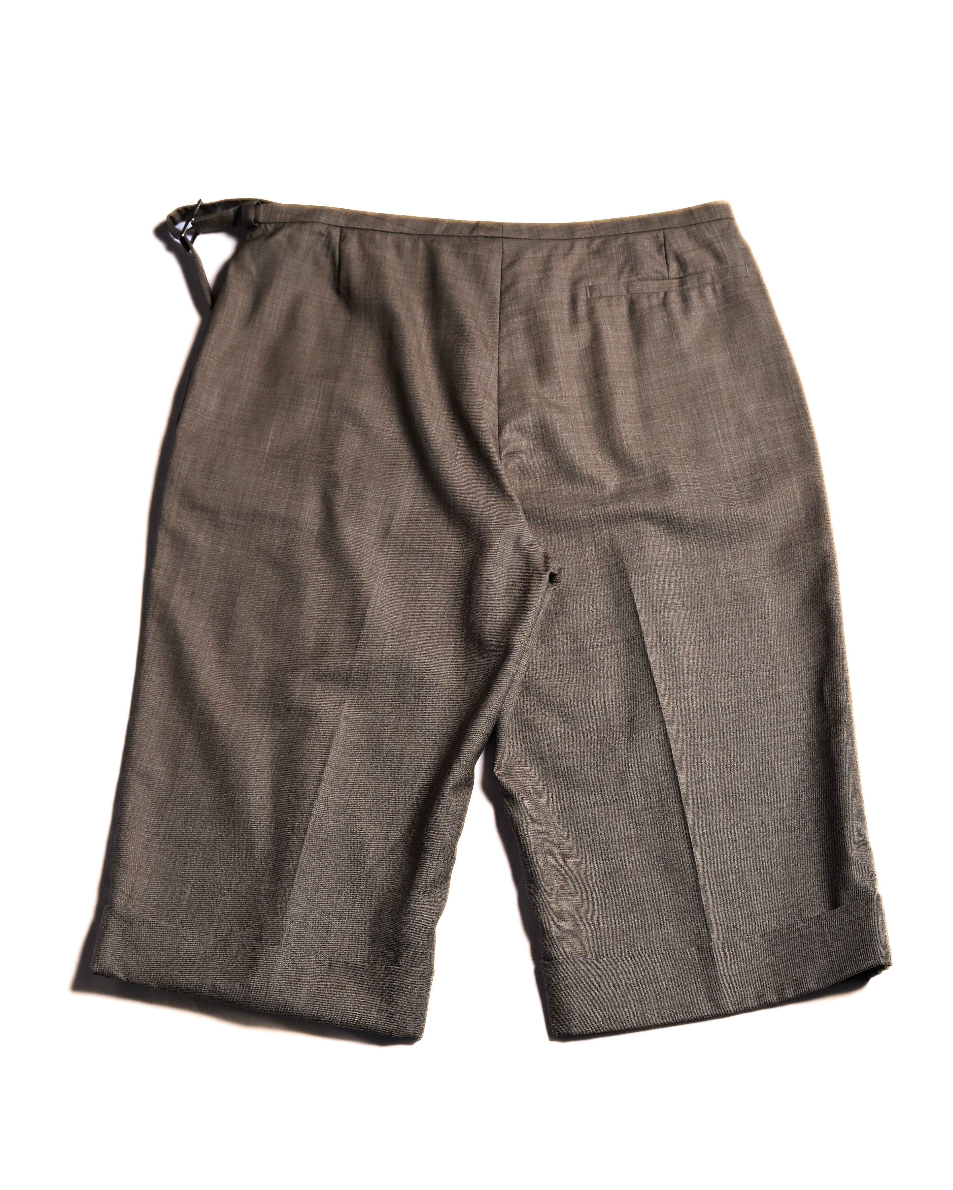 Hermes/ Silk Blended Waist Belt Shorts Brown