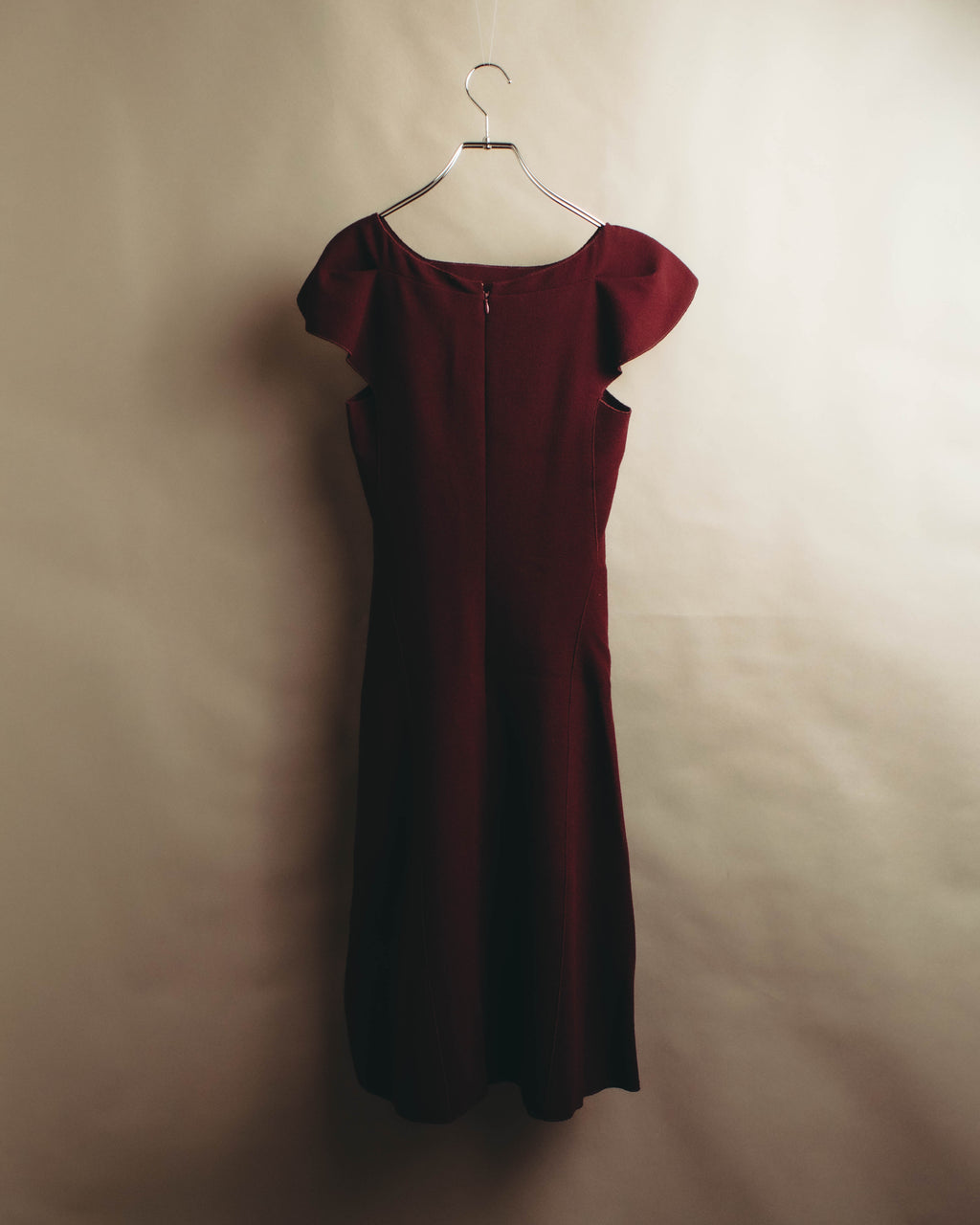 “BOTTEGA VENETA” 10’s Sculptural flutter sleeve wool dress