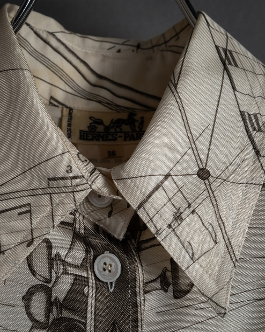 -SPECIAL- "HERMES" 00's Jean-Paul Gaultier Era Silk Twill Shirt "La Musique des Sphères