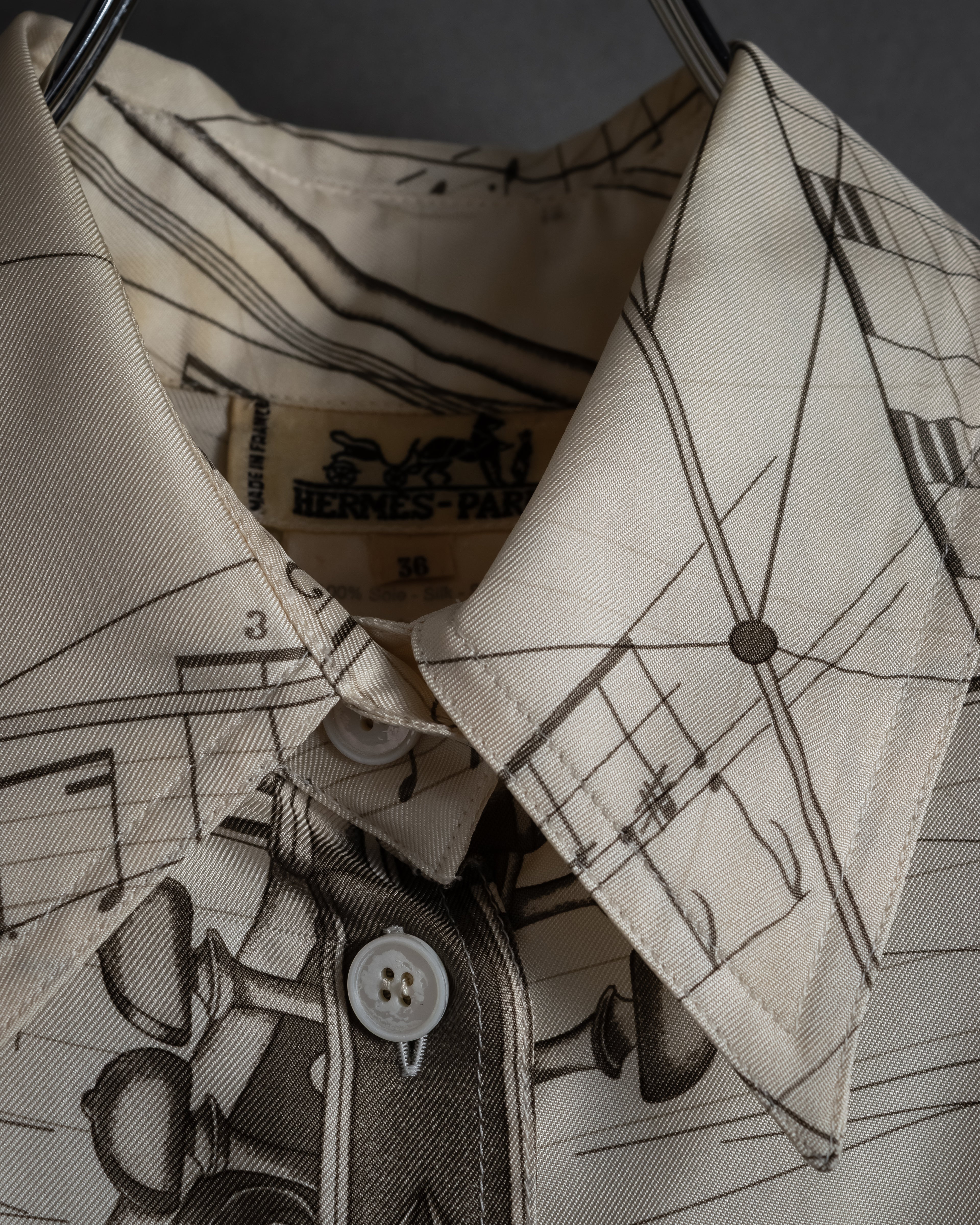 -SPECIAL- "HERMES" 00's Jean-Paul Gaultier Era Silk Twill Shirt "La Musique des Sphères