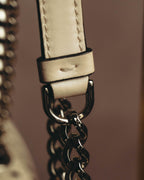 "Salvatore Ferragamo" 2010's-20's Ivory perforated leather chain shoulder bag