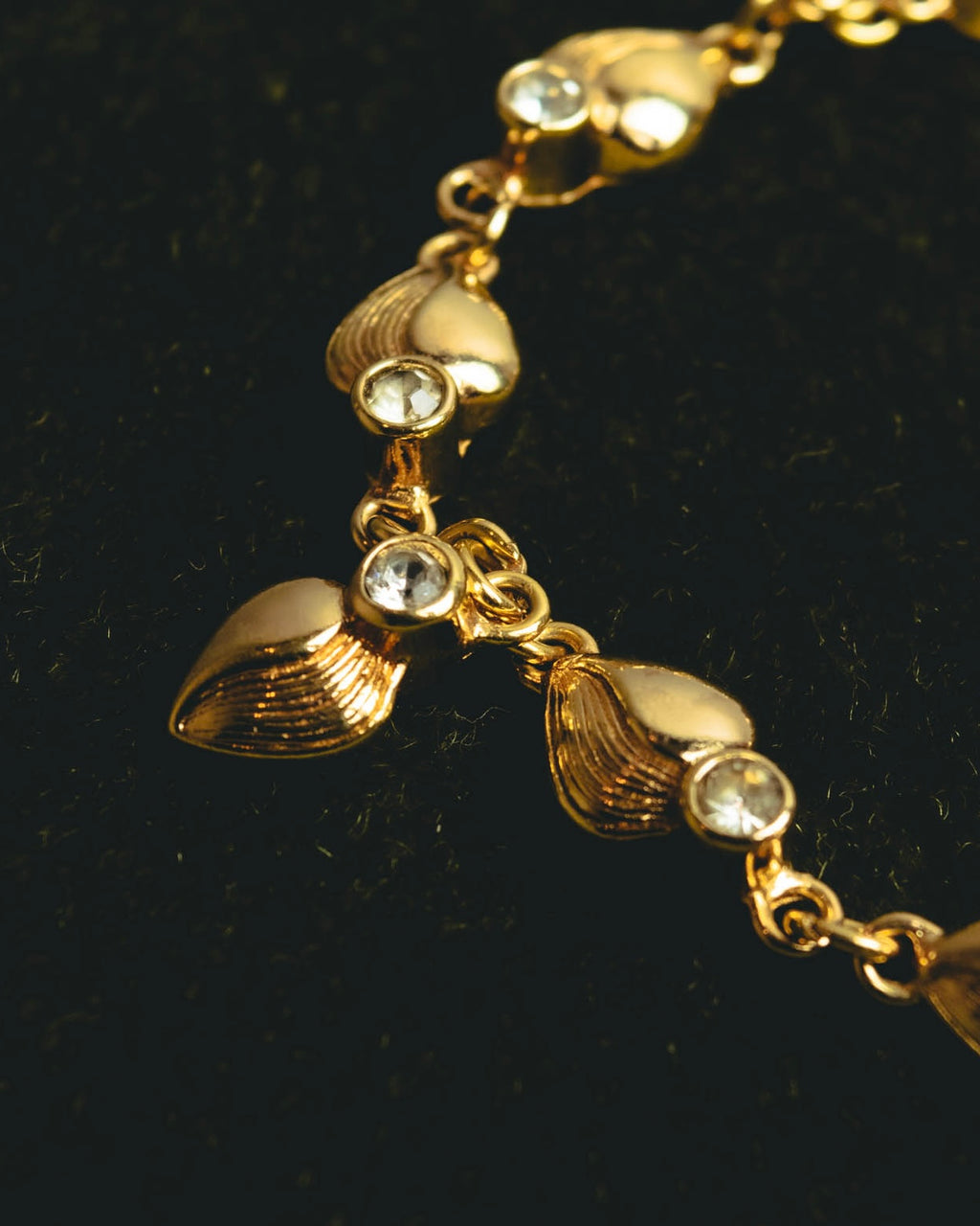 "Christian Dior" 80's-90's Sculptural leaf charm bracelet