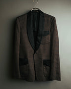 -SPECIAL- "Maison Martin Margiela" 00's Check shawl collar smoking jacket with satin contrast