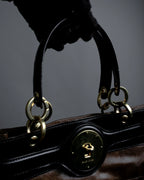 "BALENCIAGA" Gold turn lock design leather combination bag