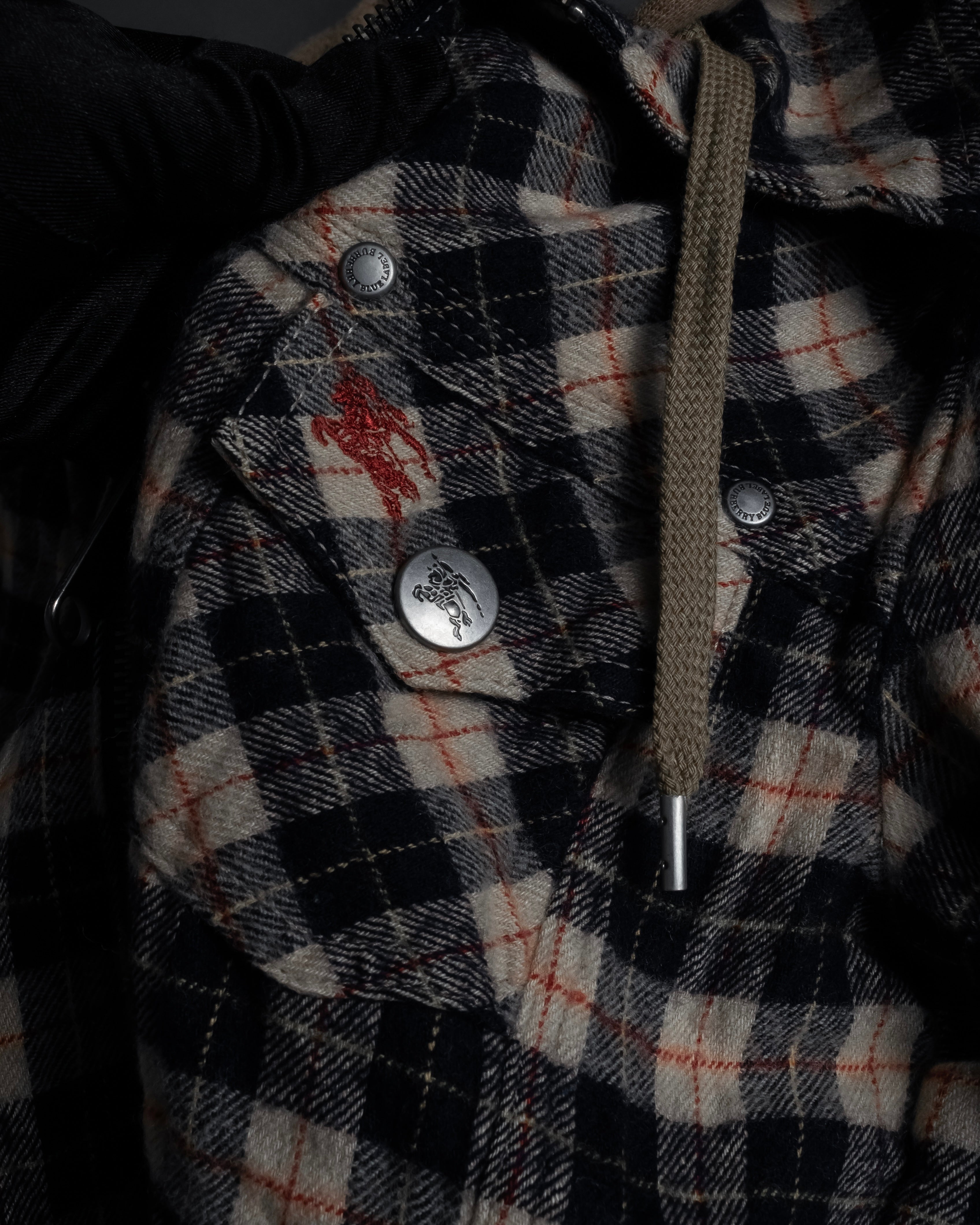 "BURBERRY Blue Label" Layered docking design hooded zip jacket