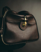 -SPECIAL- "Burberrys" 80's-90's Classic check textured leather boston bag