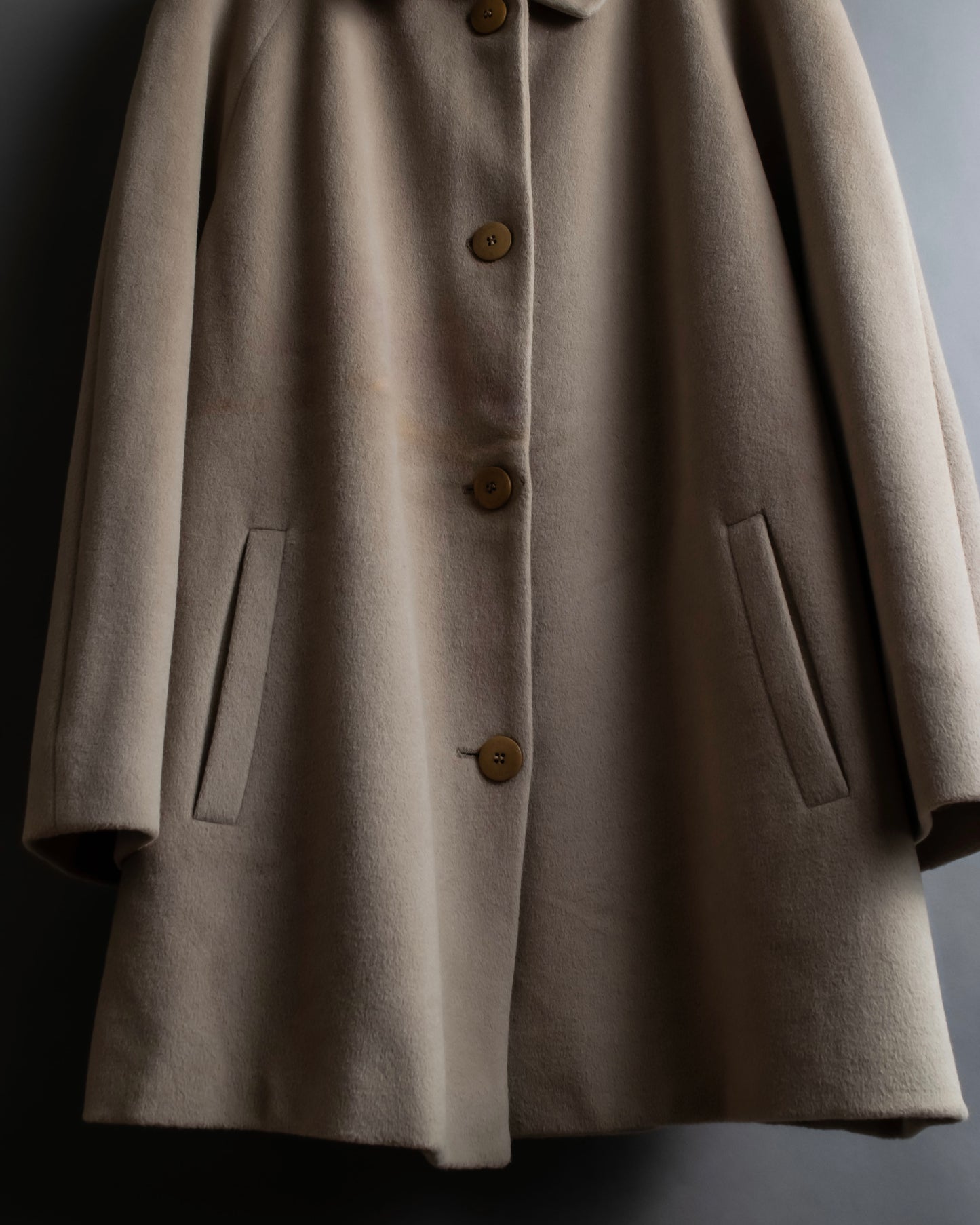 "BURBERRY" Angora mix mid length stand up collar coat