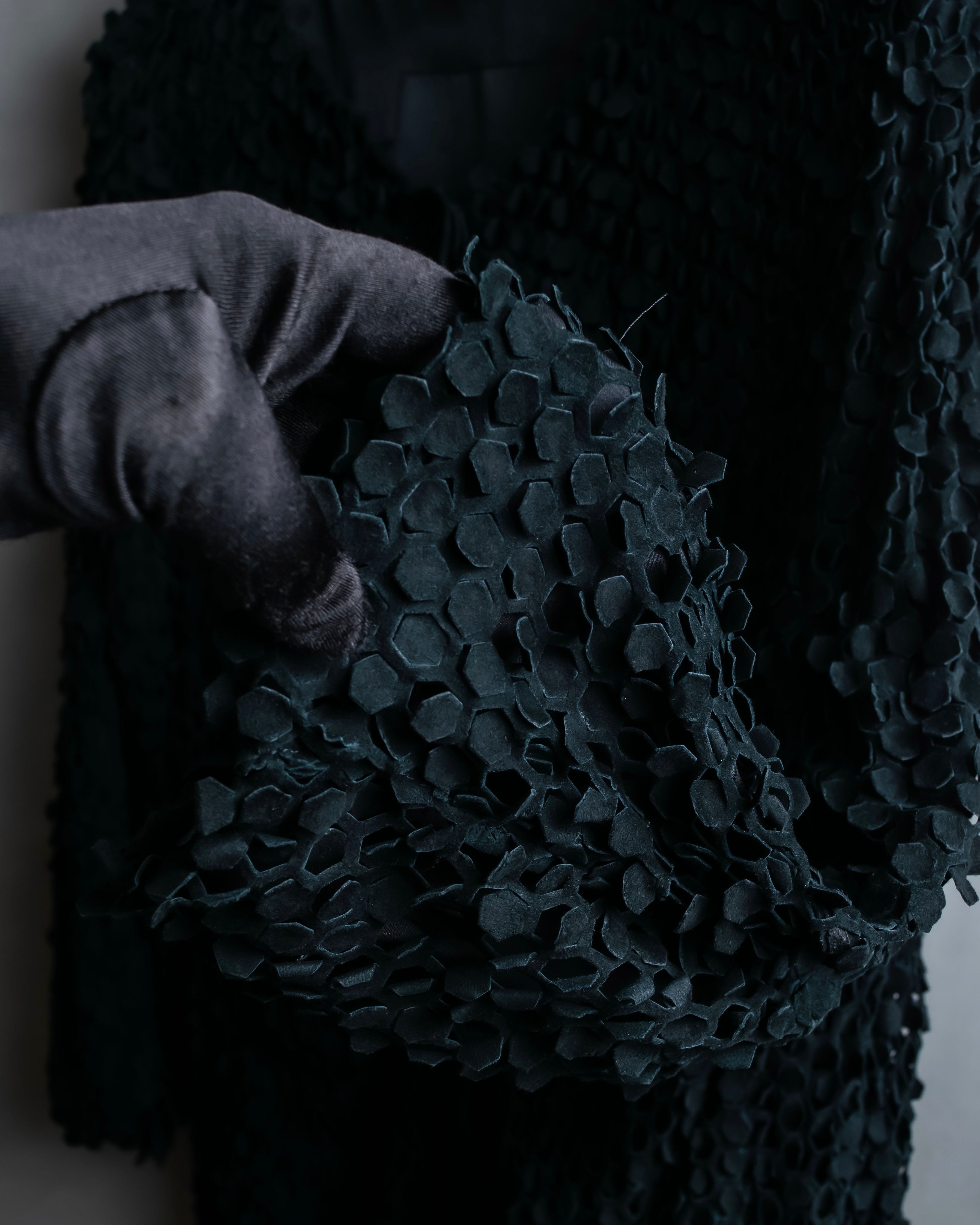 "HERNO" Laser cutwork design structured black dress