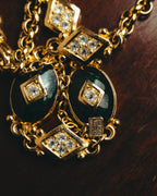 "BURBERRYS" 90's Emerald enamel costume jewelry necklace