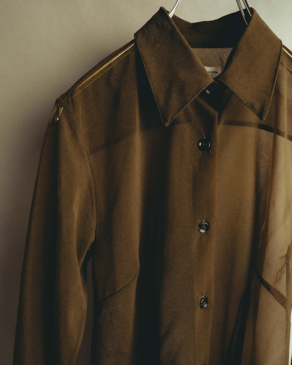 -SPECIAL- “Dries Van Noten” 20’s Sheer brown tailored long sleeve shirt