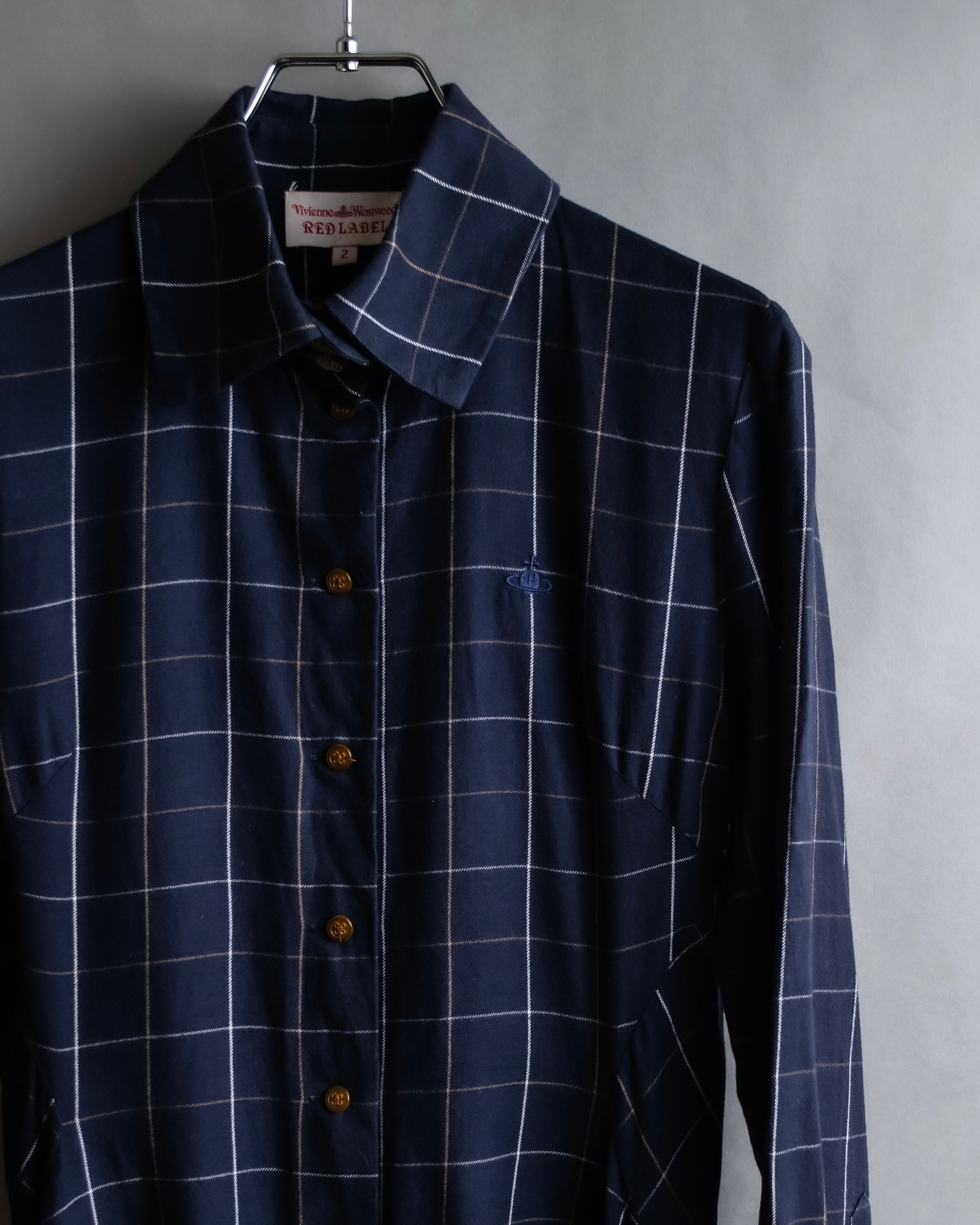 "Vivienne Westwood RED LABEL"
Windowpane print long shirt dress