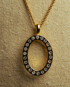 "Christian Dior" 80's-00's Rhinestone oval pendant necklace