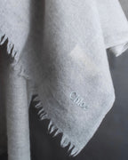 "Chloe" Fringe design light gray sheer material stole
