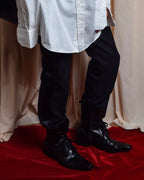 "sacai" Satin line design tapered slacks