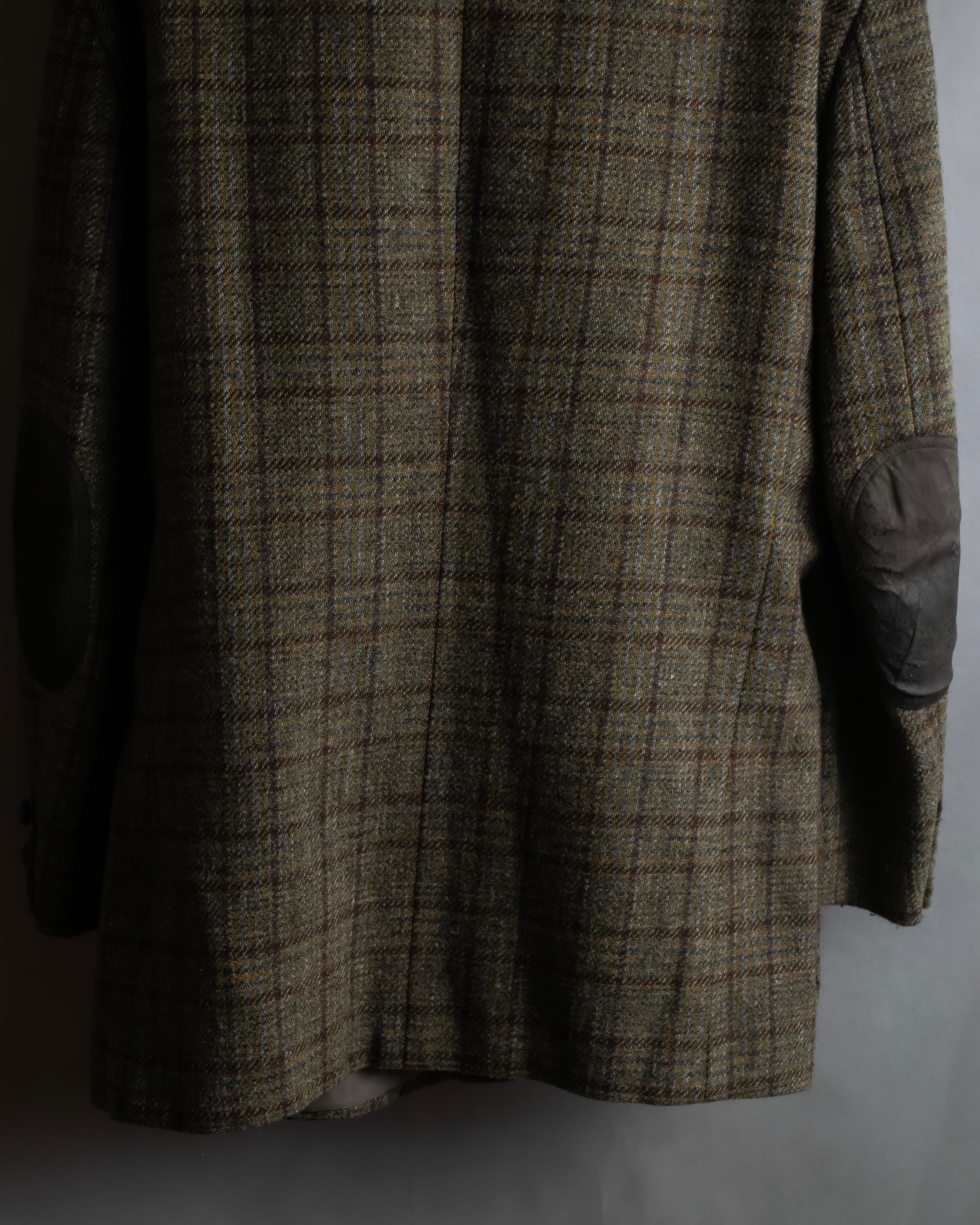 "BURBERRYS" Elbow patch design gun club check tweed jacket