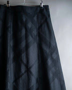 "BURBERRY" Tone-on-tone check pattern flared skirt