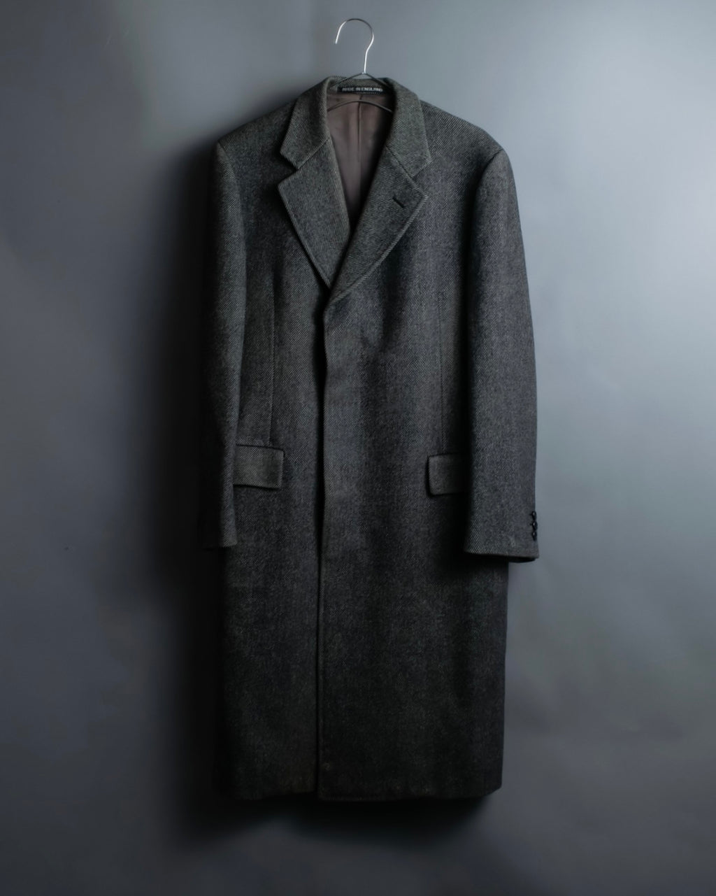 "Burberrys" diagonal striped pure new wool long coat