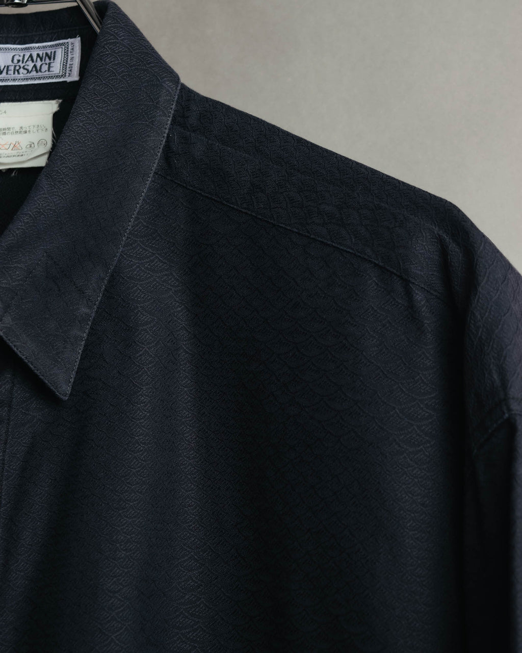 "GIANNI VERSACE" 80's-90's Dark jacquard long sleeve shirt