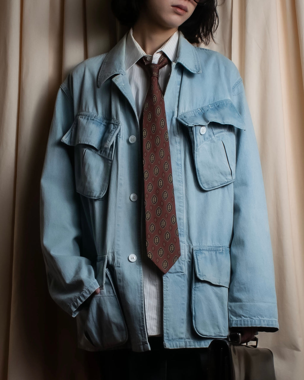"COMOLI" Flap pocket design oversized denim jacket