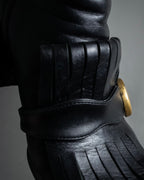 "GUCCI" Leather gg fringe heeled ankle boots