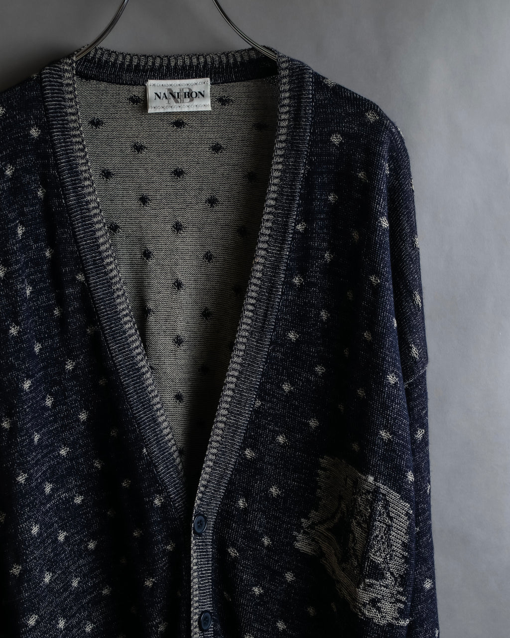 "Vintage abstract polka dot knit cardigan"