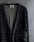 "Vintage abstract polka dot knit cardigan"