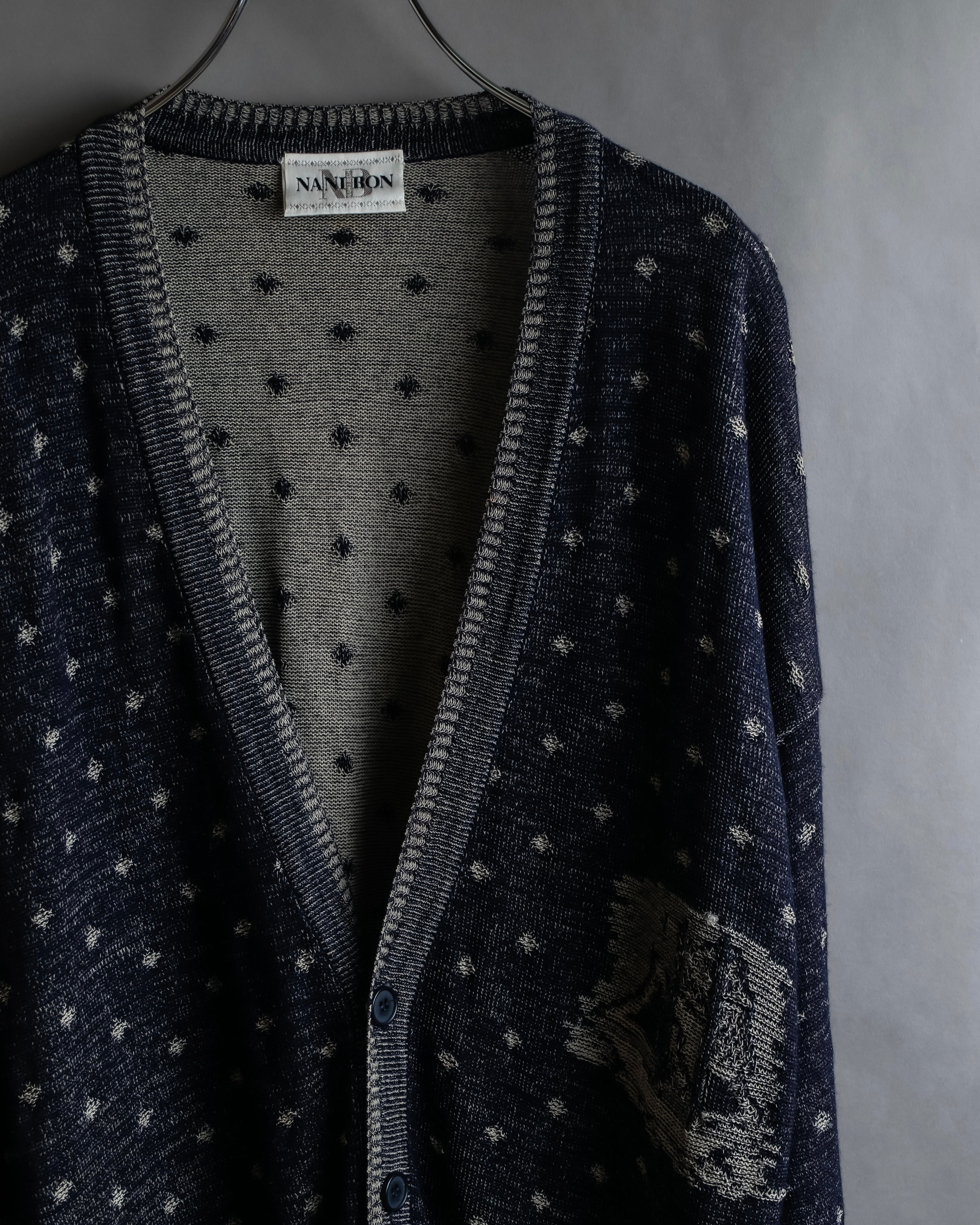 "Vintage abstract polka dot knit cardigan"