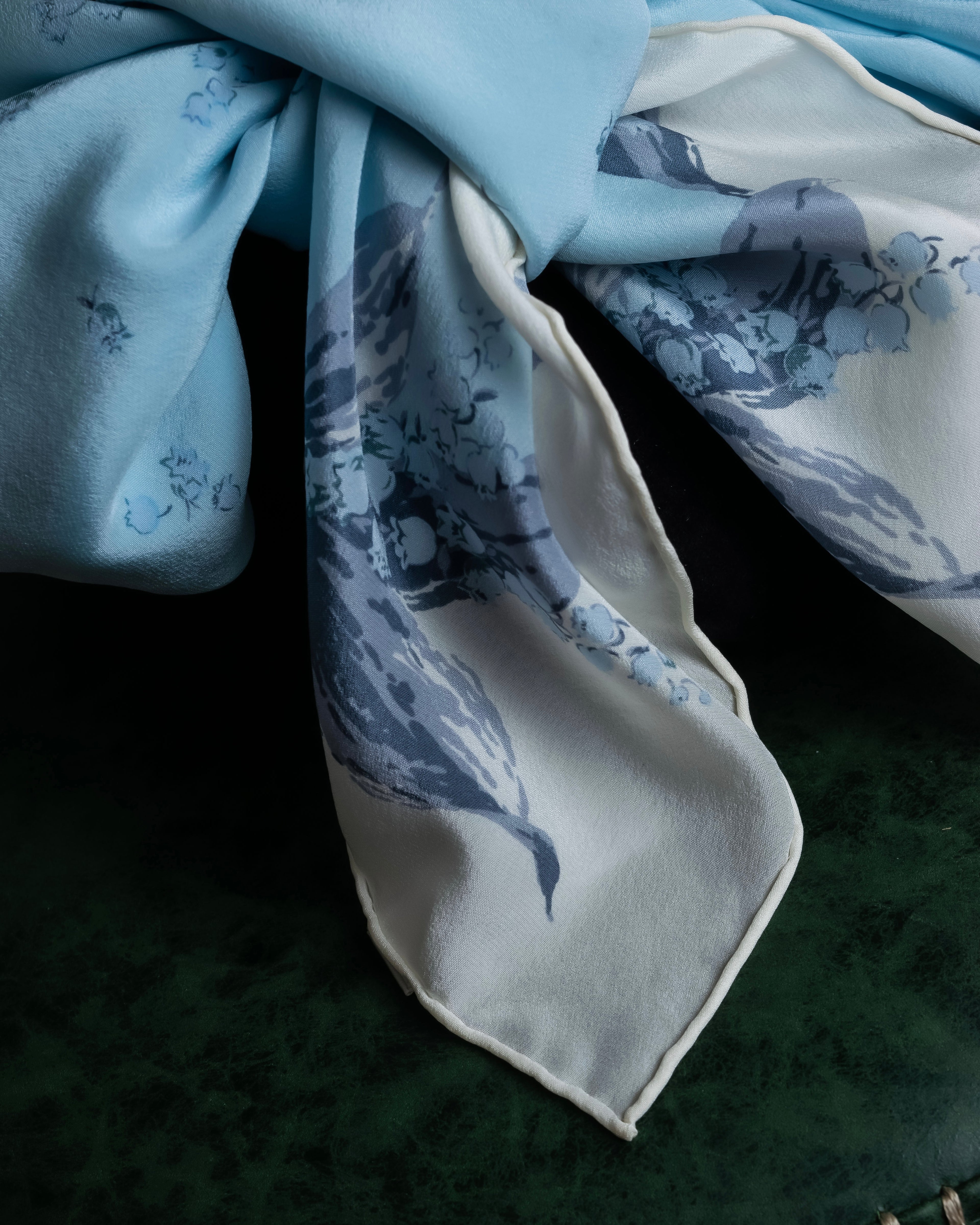 "Christian Dior" Bird motif silk scarf