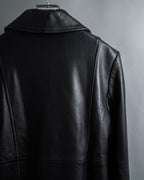 "COACH" Double-breasted panel work design leather coat