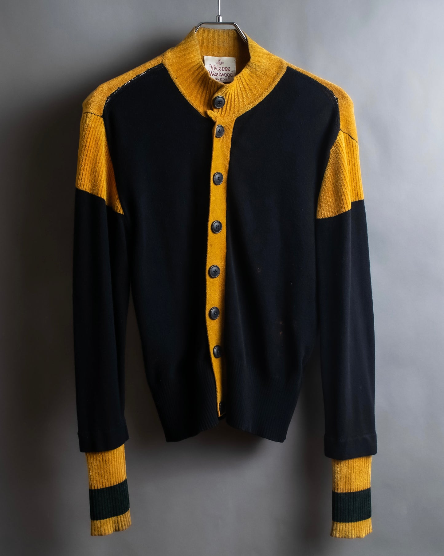 "Vivienne Westwood" Two-tone ribbed switching cardigan