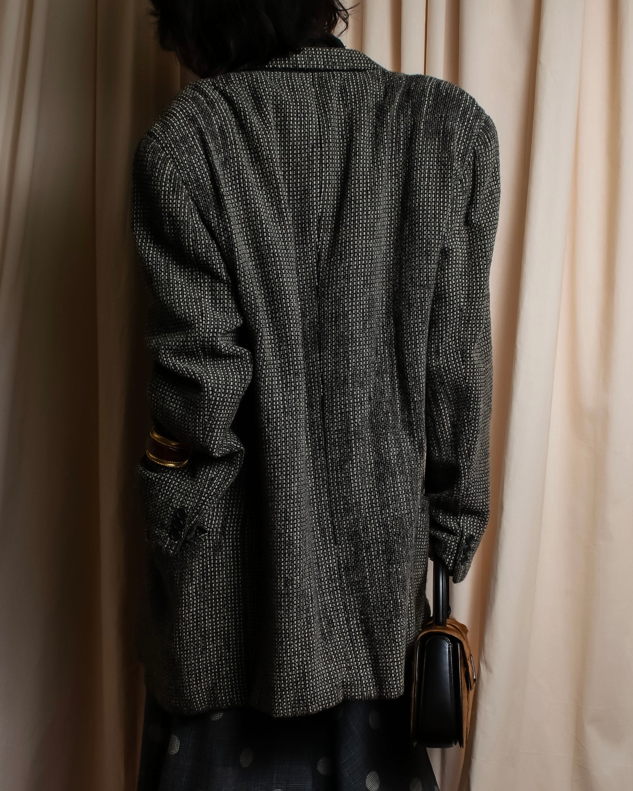 "GIORGIO ARMANI" Greige mix checkered pattern tailored jacket