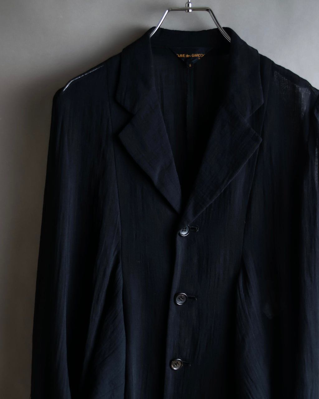 "COMME des GARCONS" 99SS sheer drape docking detail tailored jacket